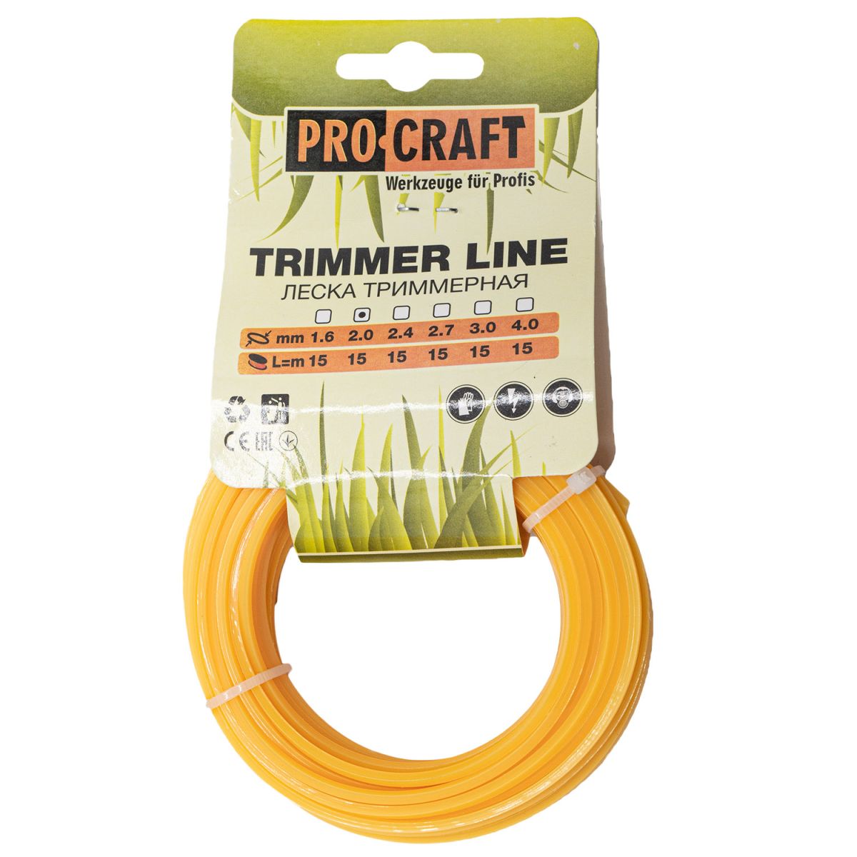 Волосінь для тримера Procraft квадрат 15 м 2 мм, нейлон