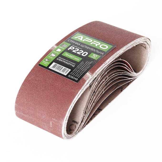 Стрічка шліфувальна нескінченна 75*457 мм Р220 (10шт.) (APRO)