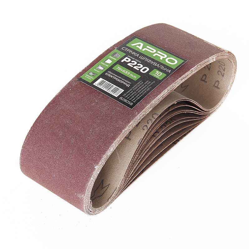 Стрічка шліфувальна нескінченна APRO P220 75×533мм (10шт)