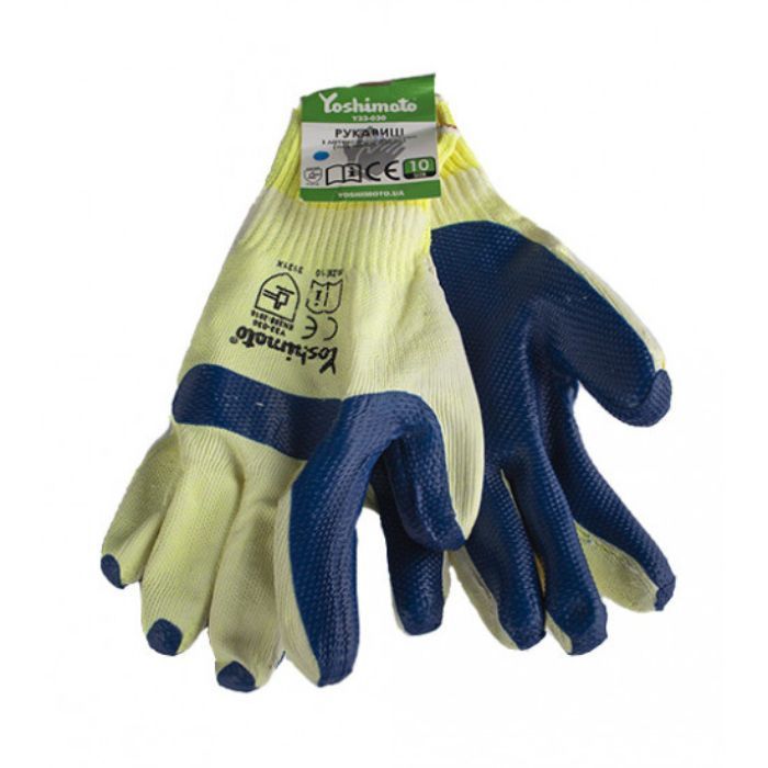 Перчатка Yoshimoto с синим латексным покрытием р.10 (12/120шт)