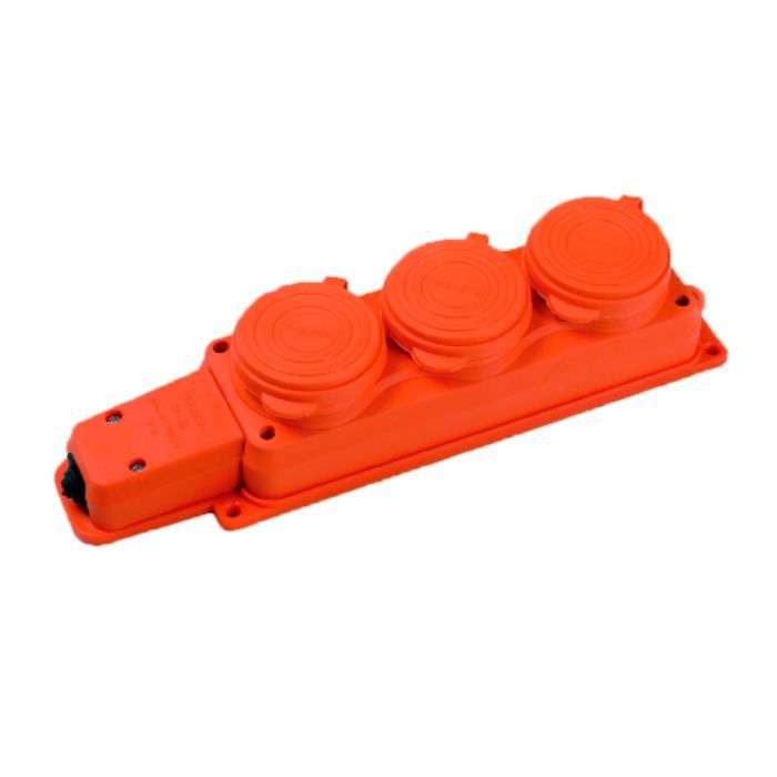 Розетка потрійна монофазна 1х16А каучук Baysal