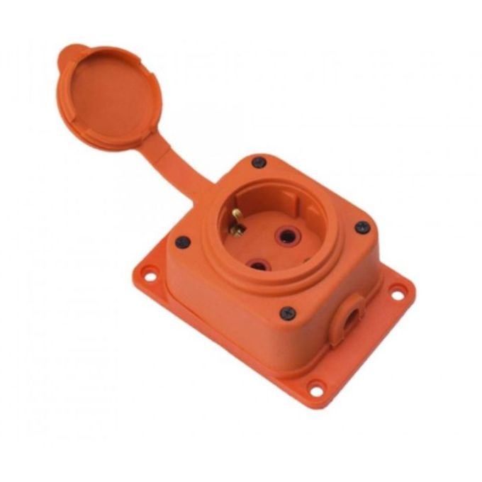 Розетка настенная монофазная 1*16А (каучук) оранжевая