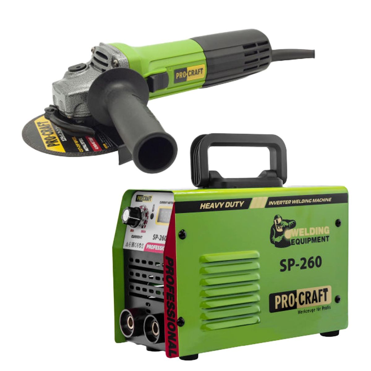 Інверторний зварювальний апарат Procraft SP260 + КШМ Procraft PW1100ES