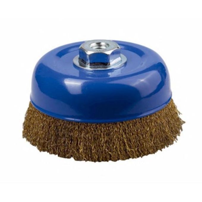 Щітка-крацовка чашкова для УШМ Ø75 мм, рифлена латуньована, ТМ Kubis