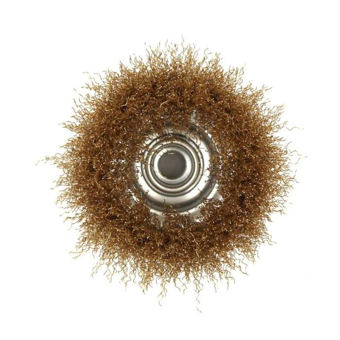 Щітка-крацовка чашкова для УШМ Ø85 мм, рифлена латуньована, ТМ Kubis