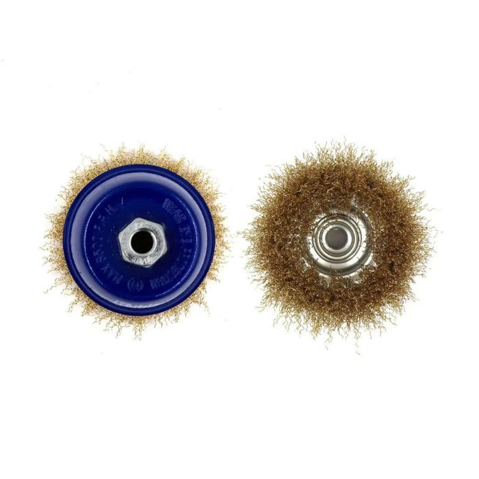 Щітка-крацовка чашкова для УШМ Ø85 мм, рифлена латуньована, ТМ Kubis