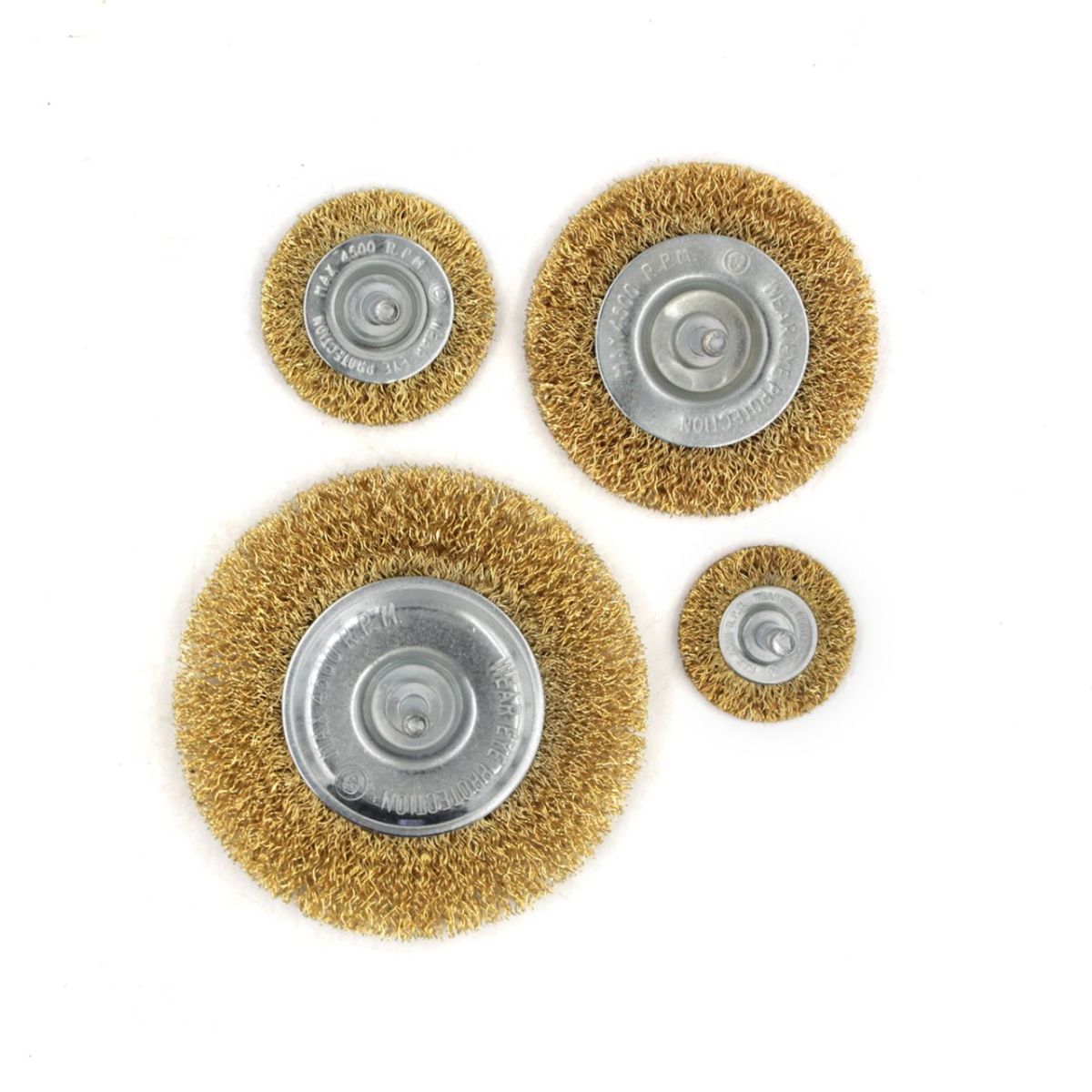 Щітки-крацовка набір 4 шт для дрилі Ø38,50,75,100 мм, рифлена латуньована, ТМ Kubis