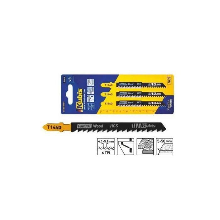 Пильне полотно 3шт. ДСП товщиною до 50мм,зуб 4,0-5,2 T144D, ТМ Kubis
