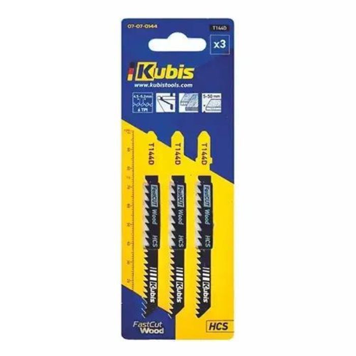 Пильне полотно 3шт. ДСП товщиною до 50мм,зуб 4,0-5,2 T144D, ТМ Kubis