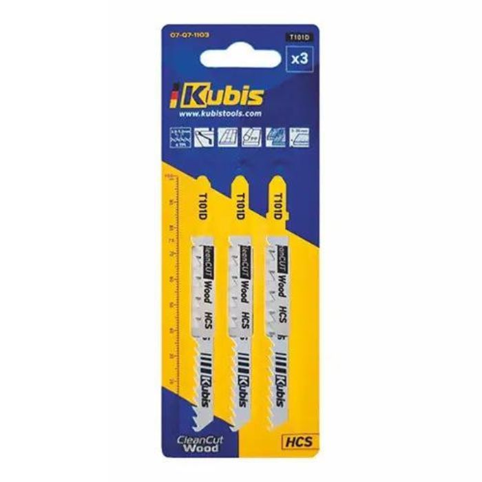 Пильне полотно 3 шт, чистий різ дерево, фанера, ДСП, ламінат, пластик товщиною 3-45 мм, крок зуба 4., ТМ Kubis