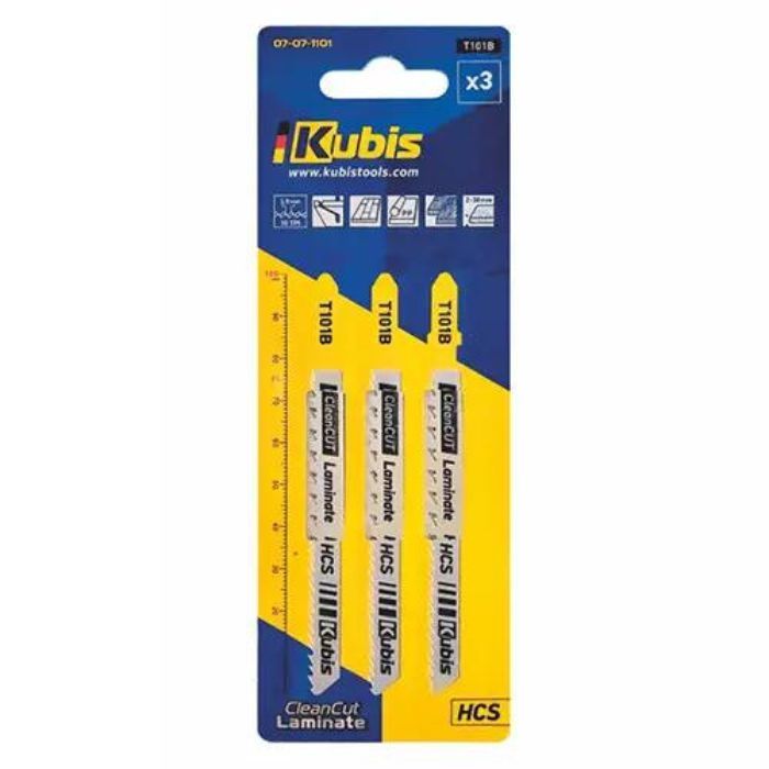 Пильне полотно 3 шт, чистий різ ламінат, пластик, дерево, фанера, ДСП товщиною 3-30 мм, крок зуба 2., ТМ Kubis