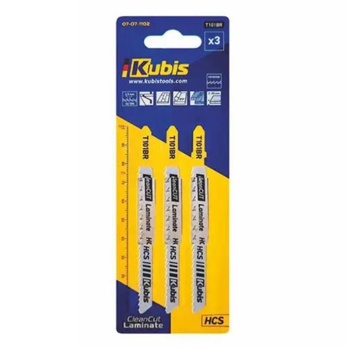 Пильне полотно 3 шт, чистий різ ламінат, пластик, дерево, фанера, ДСП товщиною 3-30 мм, крок реверс , ТМ Kubis