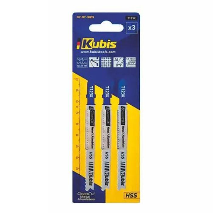 Пильне полотно 3шт. метал пластик товщиною до 1,5-10мм,зуб 1,2-2,5 T123X Progressor, ТМ Kubis