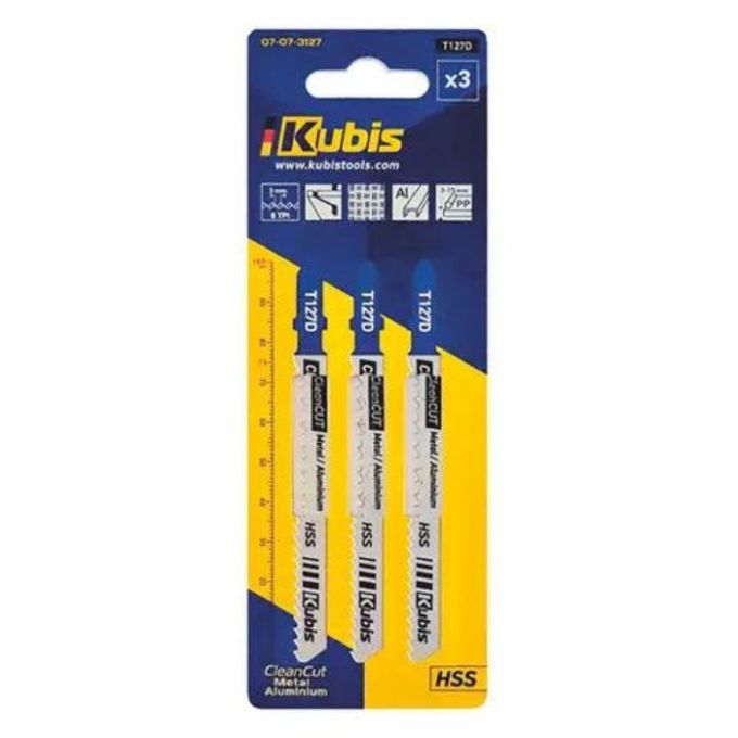 Пилки для лобзика 3 шт (метал, пластик, алюміній) Kubis 07-07-3127