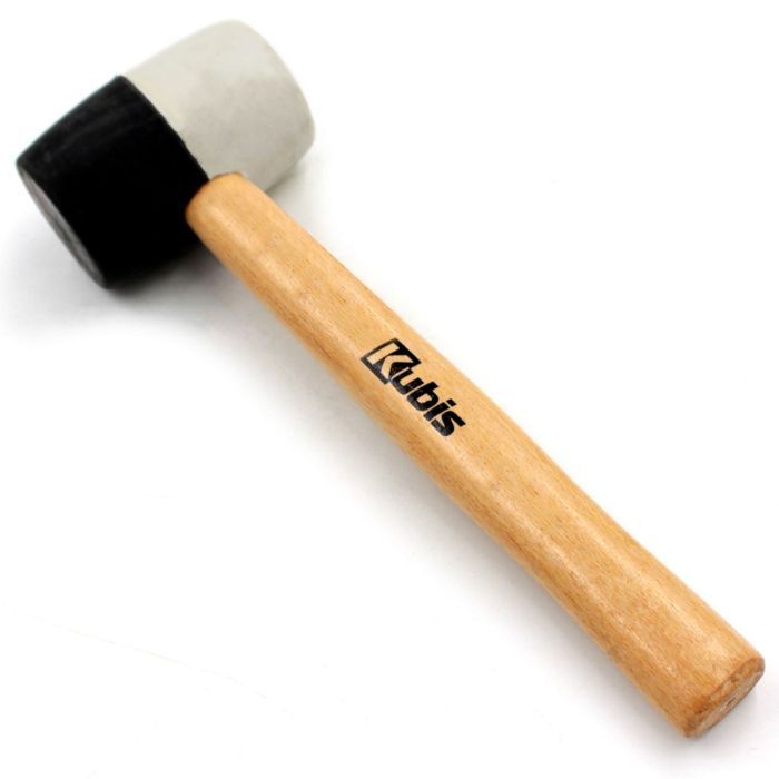 Киянка гумова 450 г, 60 мм, чорна / біла гума, дерев'яна ручка, ТМ Kubis