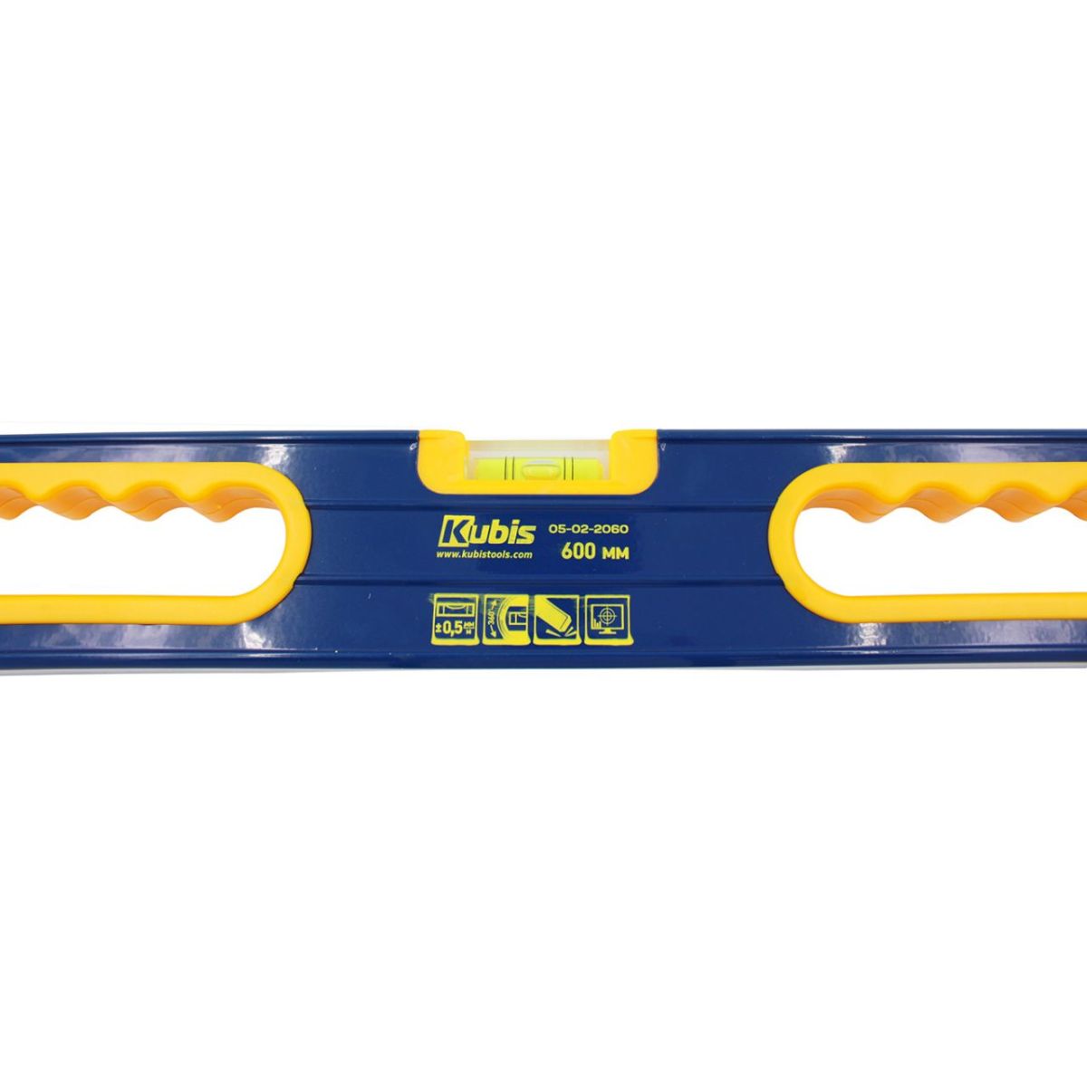 Уровень с ручками 600 мм, точность 0,5 мм/м, регулируемая капсула 360*, противоскользящие упоры, ТМ Kubis