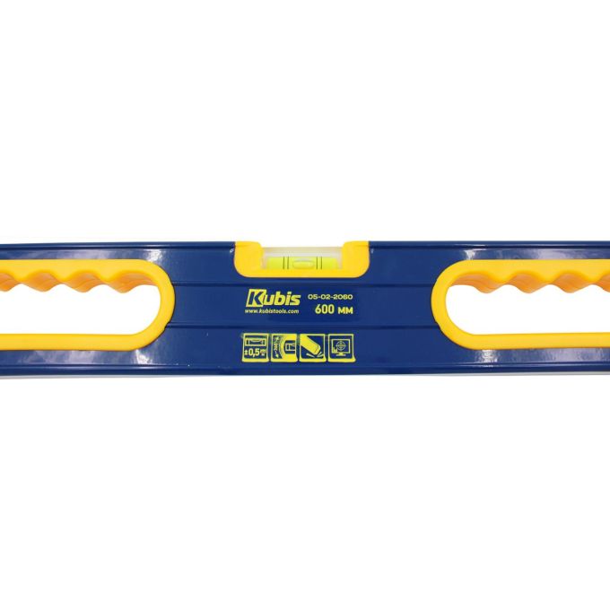 Рівень з ручками 600 мм, точність 0,5 мм/м, регулюєма капсула 360 *, протиковзкі упори, ТМ Kubis