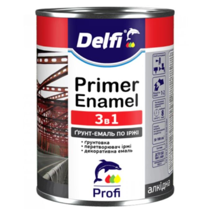 Грунт-эмаль по ржавчине 3 в 1, графит матовая, ТМ «Delfi» - 2,8 кг.