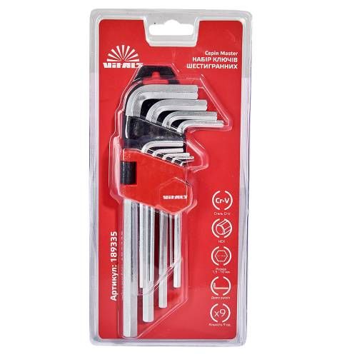 Набор шестигранных ключей удлиненных 9 шт. 1,5–10 мм Vitals Master