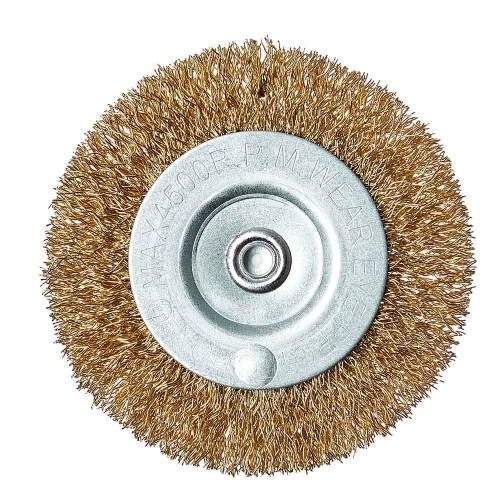 Щетка дисковая с хвостовиком Vitals гофрированная латунированная 75 мм, 0,3 мм.