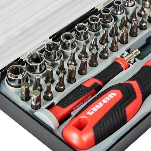 Отвертка Vitals Master с набором головок и насадок, 57 шт.