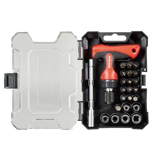 Отвертка Т-образная Vitals Master с набором головок и насадок, 24 шт.