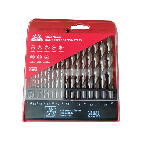 набор сверл по металлу HSS 4341 19 ед. 1–10 мм Vitals Master