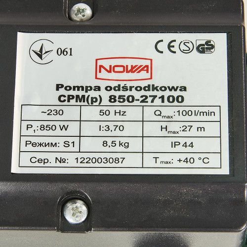 Насос центробежный NOWA CPM(p) 850-27100