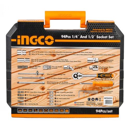 Набор головок торцевых 1/4" и 1/2" 94 предмета INGCO INDUSTRIAL 94 предмета