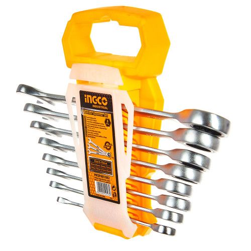 Набор комбинированных храповых гаечных ключей 8–19 мм. INGCO INDUSTRIAL