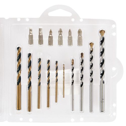 Набор сверл по металлу, сверла по бетону, биты 16 шт. INGCO