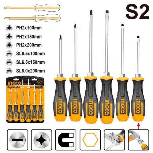 Набор ударных отверток 6 шт. INGCO INDUSTRIAL