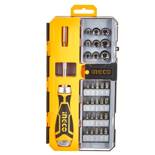 Отвертка с набором насадок и головок 33 шт.