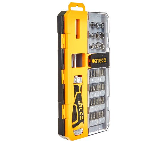 Отвертка с набором насадок и головок 33 шт.