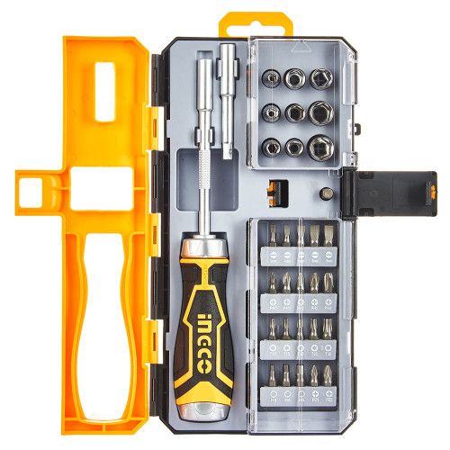 Отвертка с набором насадок и головок 33 шт.