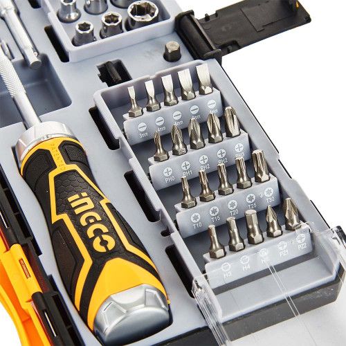 Отвертка с набором насадок и головок 33 шт.