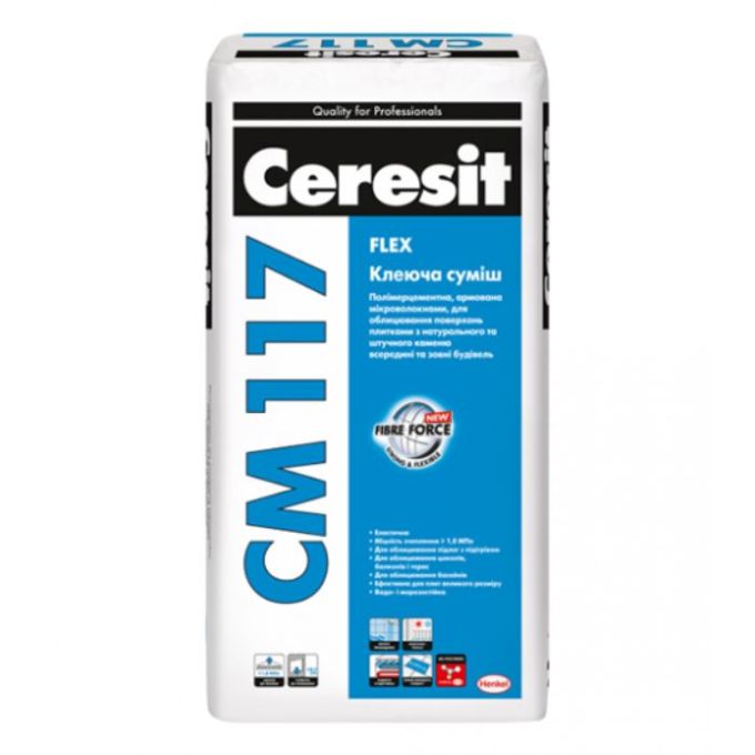 Клеюча суміш для плитки еластична Ceresit СМ117 Flex, 25кг