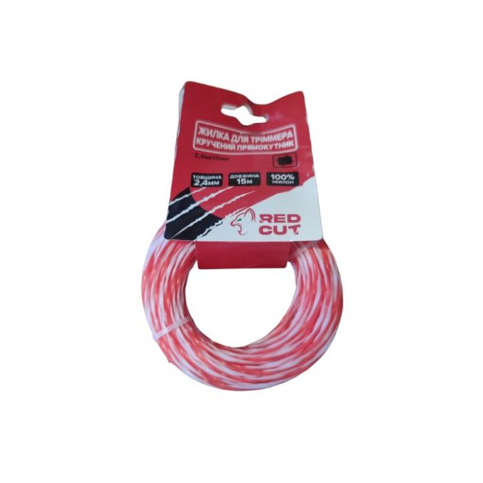 35-15224 Жилка для тріммера кручений Прямокутник, 2,4мм*15м 'Red Cut'