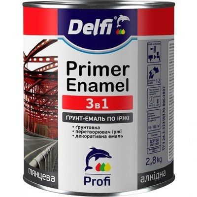 Грунт-емаль по іржі 3 в 1, графіт глянцева, ТМ «Delfi» - 2,8 кг