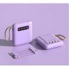 Портативний акумулятор із вбудованим кабелем, фіолетовий, 8000 мАг