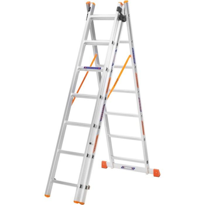 Лестница алюминиевая 3-х секционная BLUETOOLS (3х7 ступеней) (160-9004)