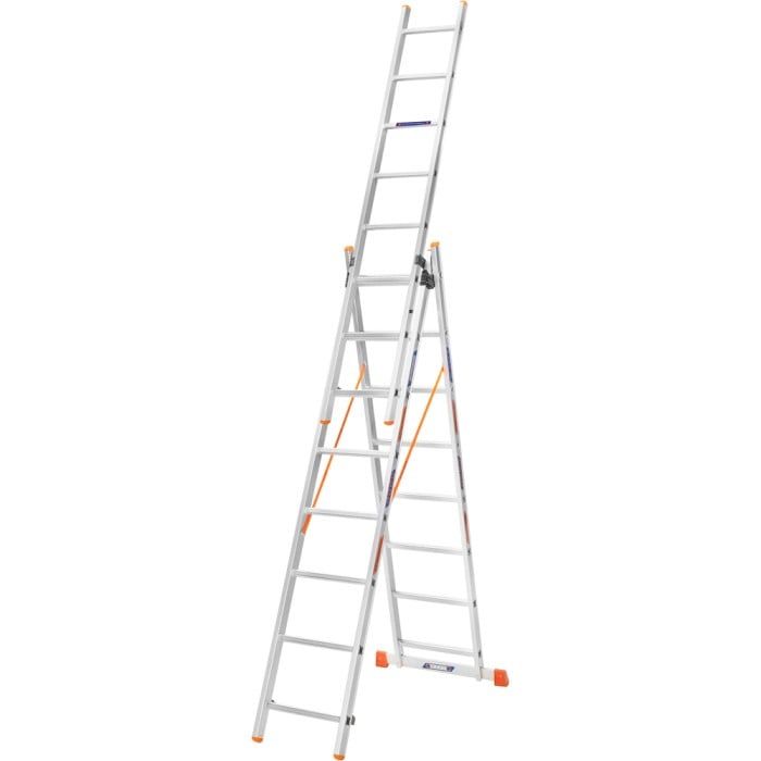 Лестница алюминиевая 3-х секционная BLUETOOLS (3х8 ступенек) (160-9005)