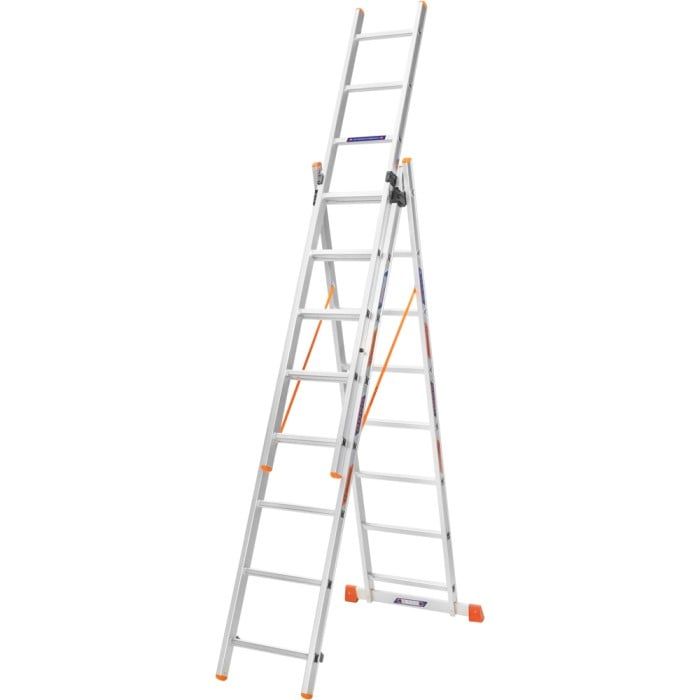 Лестница алюминиевая 3-х секционная BLUETOOLS (3х8 ступенек) (160-9005)