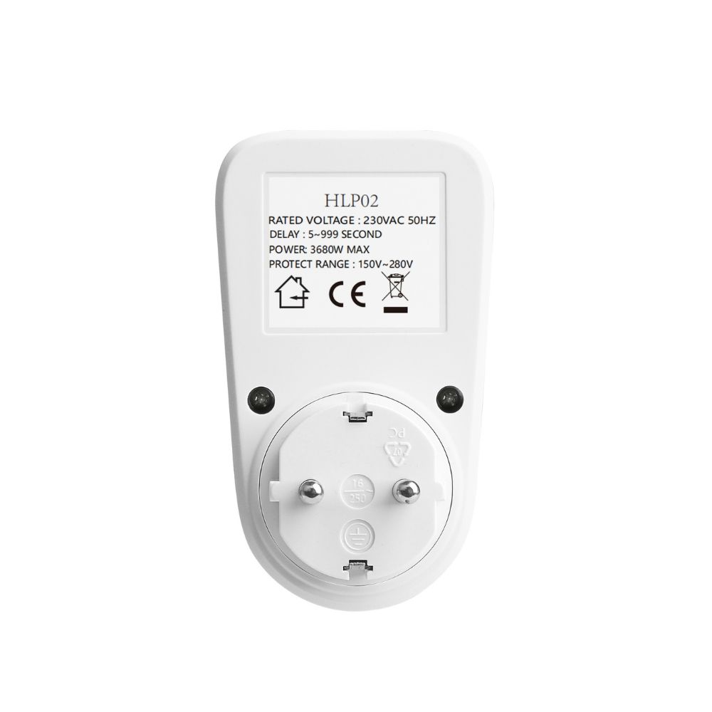 Реле захисне в розетку з цифровим дисплеєм HLP02-EU