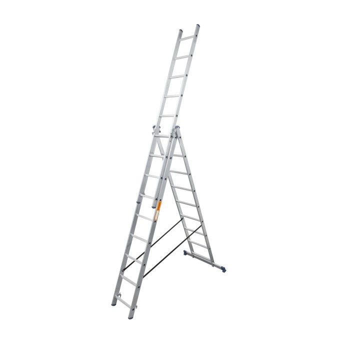 Лестница алюминиевая 3-х секционная BLUETOOLS Expert (3х9 ступеней) (160-9026)