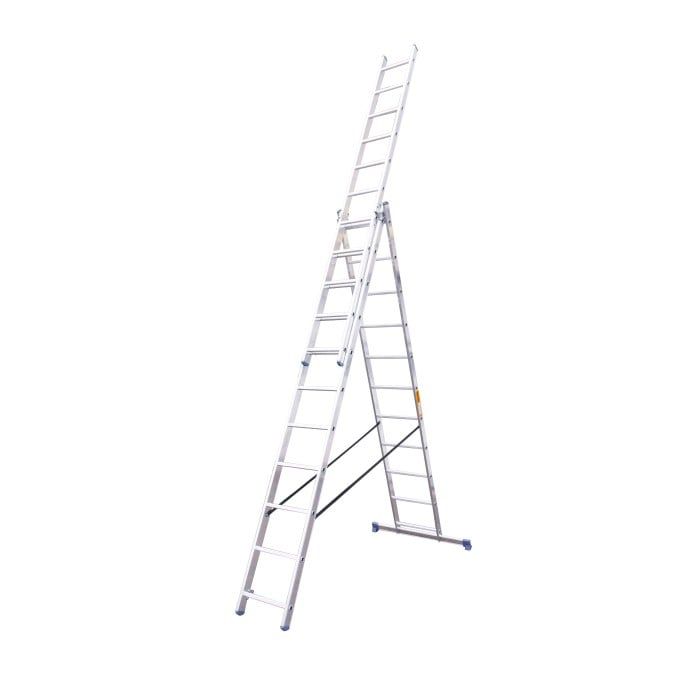 Лестница алюминиевая 3-х секционная BLUETOOLS Expert (3х11 ступеней) (160-9028)