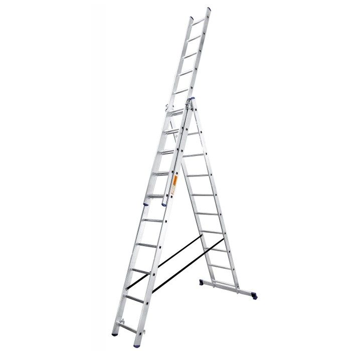 Лестница алюминиевая 3-х секционная BLUETOOLS Expert (3х10 ступеней) (160-9027)