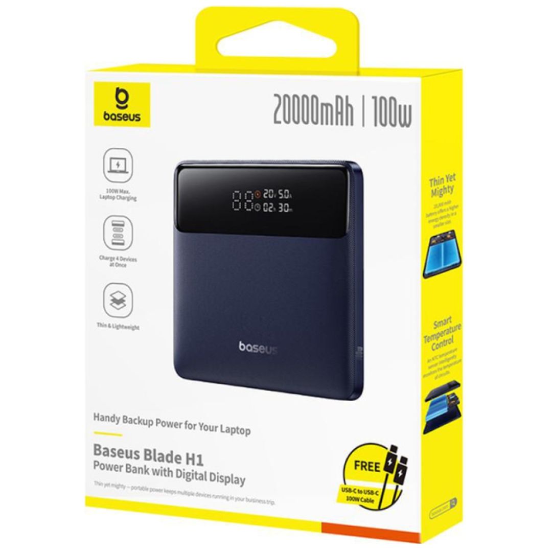 Power Bank 20000mAh 100W Baseus Blade H1 Lite Black УМБ повербанк з швидкою зарядкою, дисплей