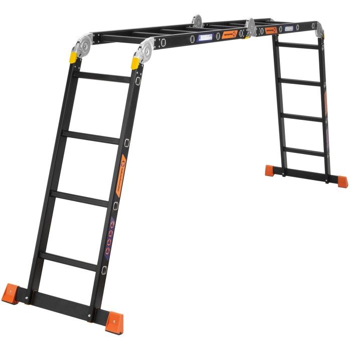 Драбина-трансформер алюмінієва BLUETOOLS BLACK (4х4 сходинки) (160-9016)