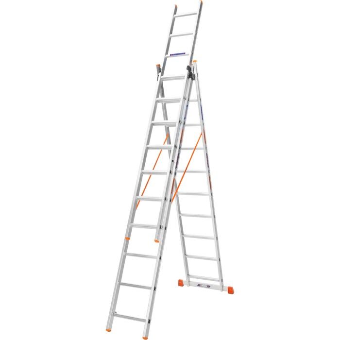 Драбина алюмінієва 3-х секційна BLUETOOLS (3х10 сходинок) (160-9007)
